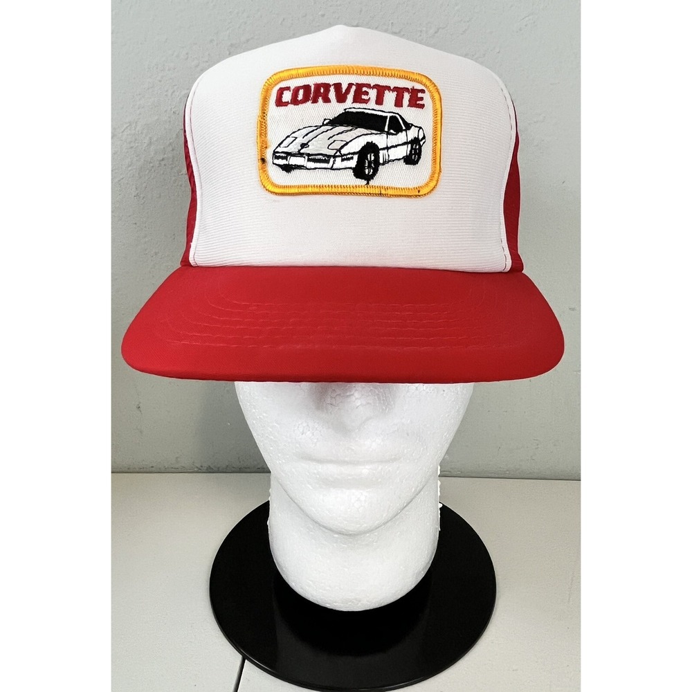 Vintage Chevy Corvette Trucker Mesh Snapback Patch Logo Hat Chevrolet YoungAn